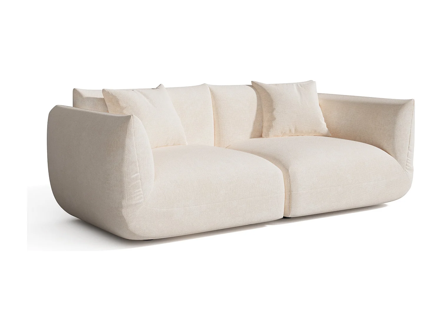 Canapé modulable 3 places velours chenillé crème NOOMA