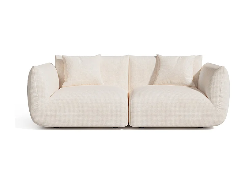 Canapé modulable 3 places velours chenillé crème NOOMA