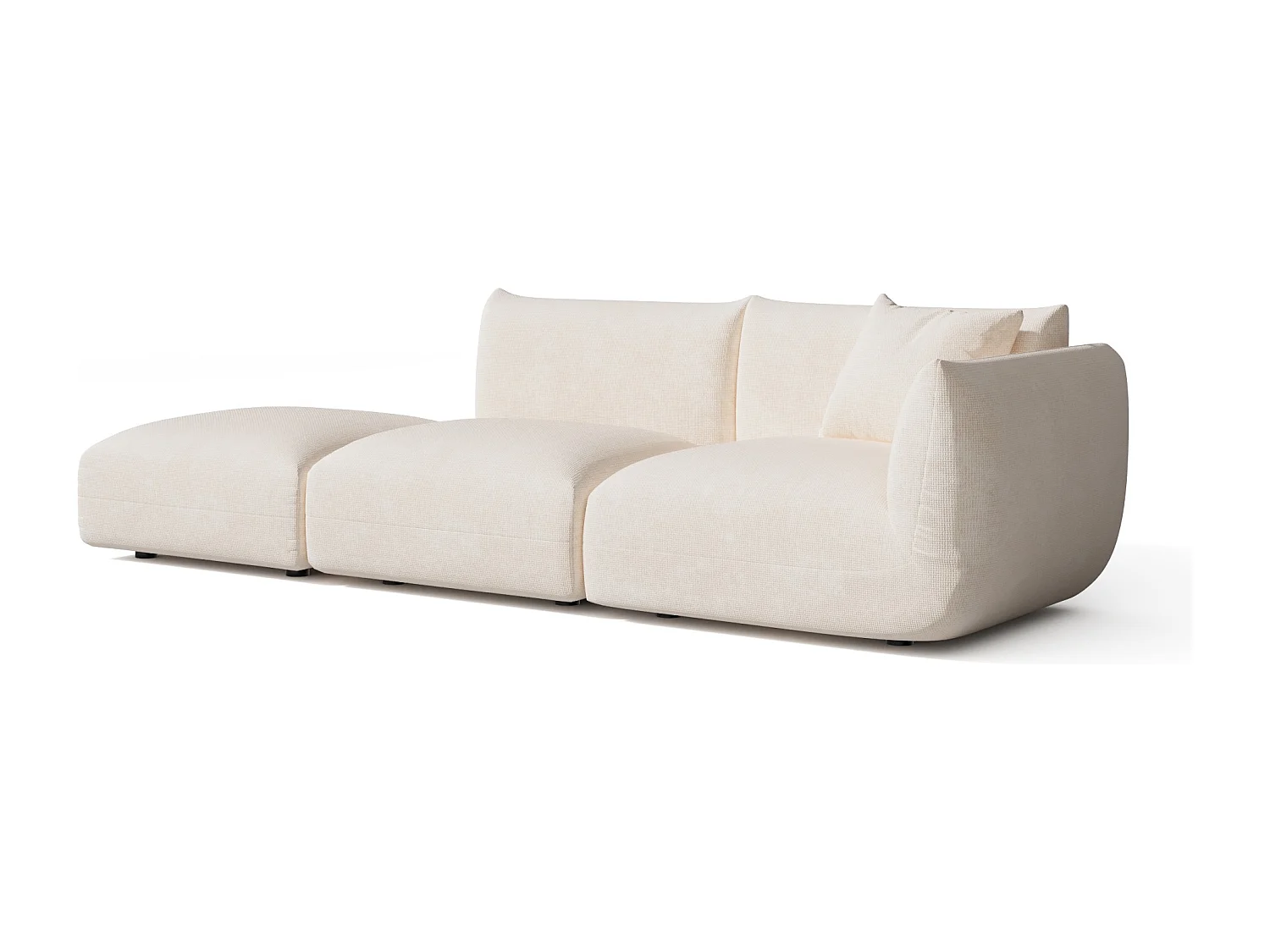 Canapé modulable 4-5 places droit velours chenillé crème NOOMA