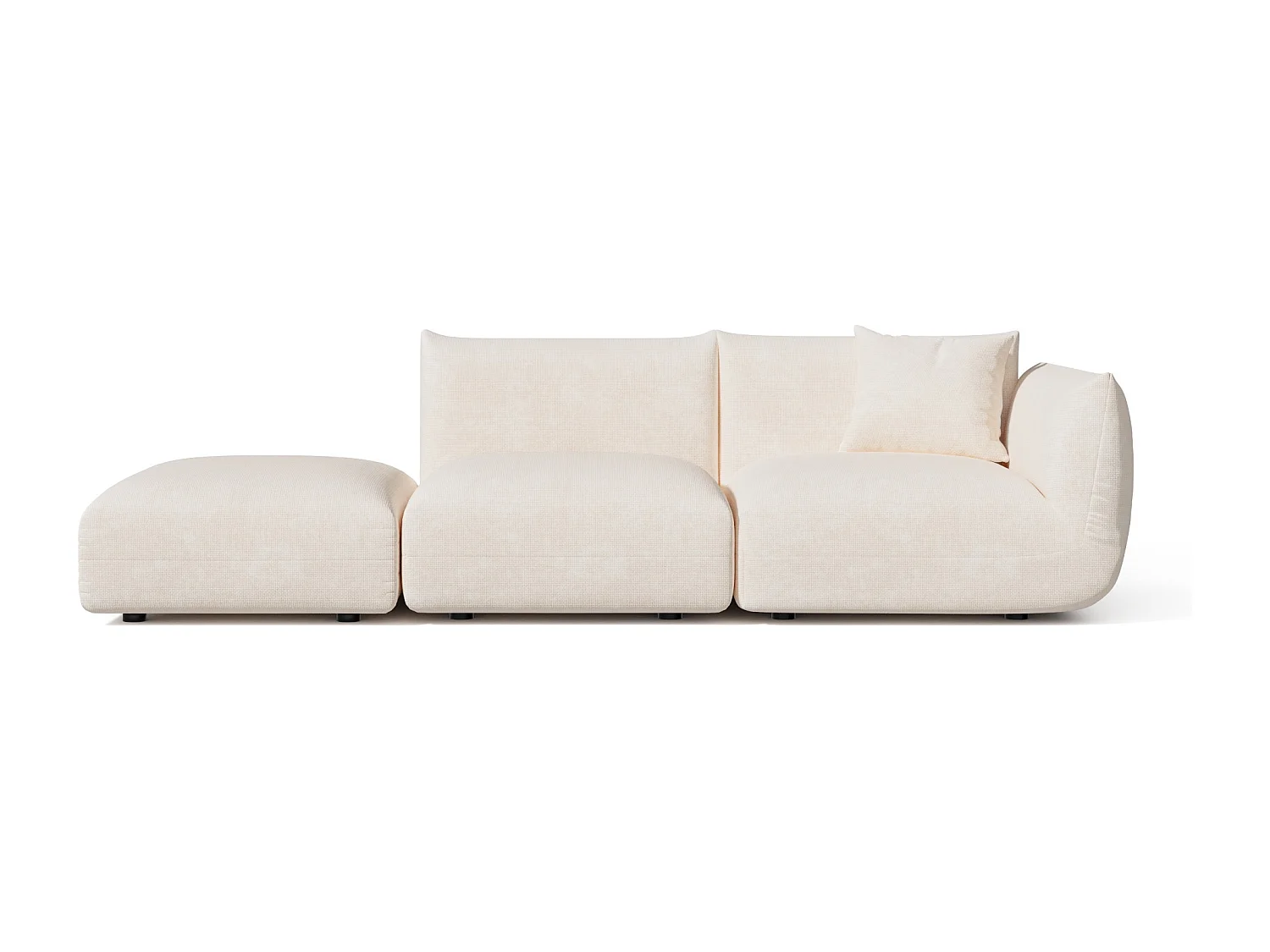 Canapé modulable 4-5 places droit velours chenillé crème NOOMA