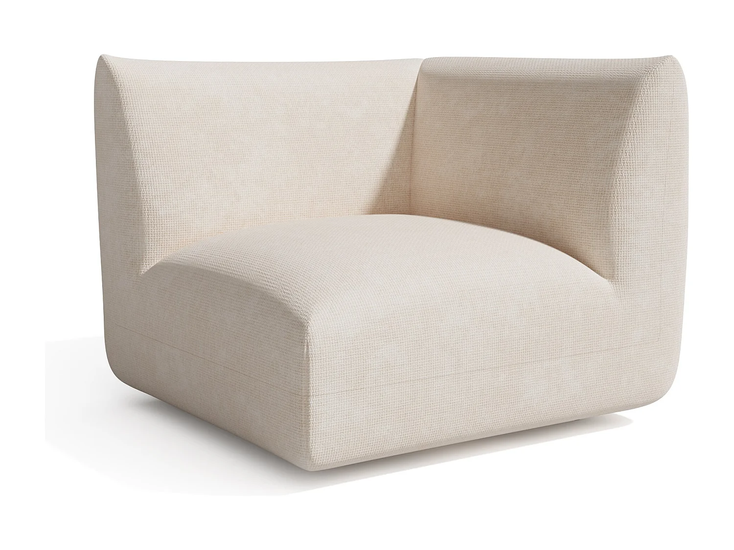 Module d'angle velours chenillé crème NOOMA