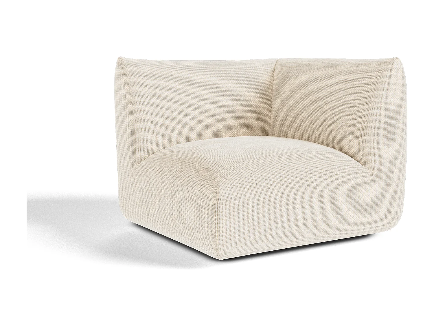 Module d'angle NOOMA en velours chenillé crème 97x97cm