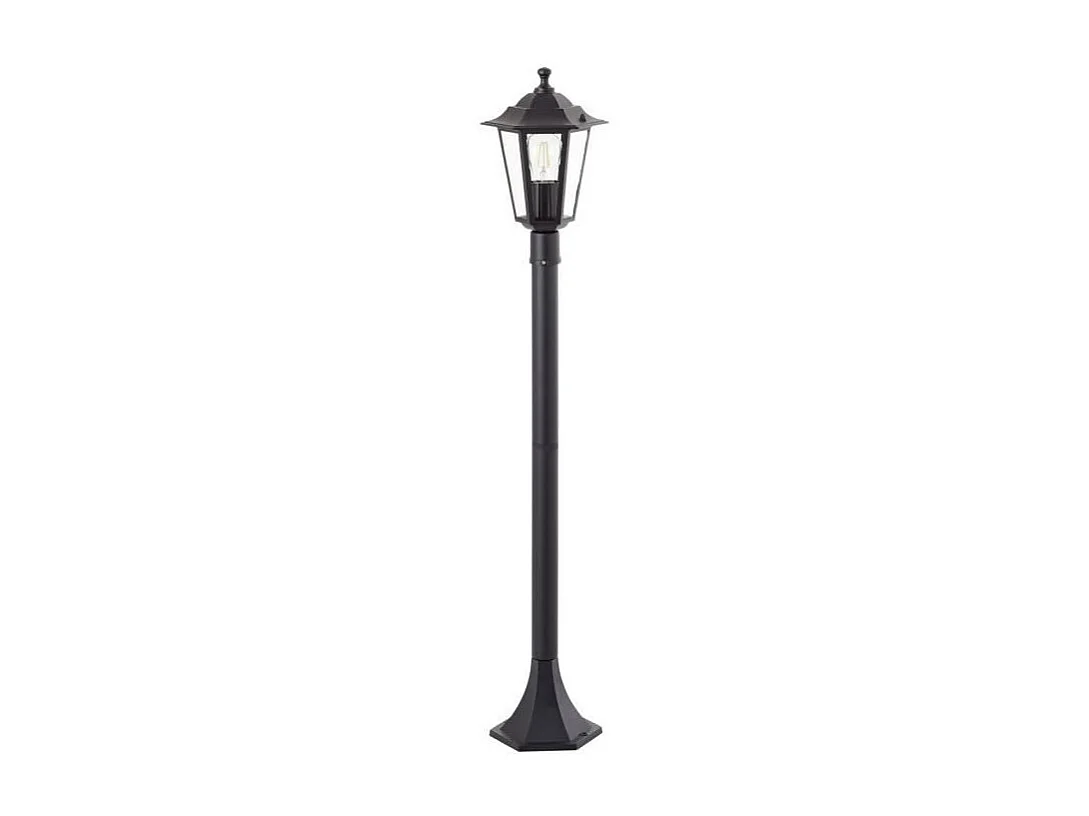 Lampadaire extérieur Carleen noir E27 60W IP44 métal/verre, hauteur 100 cm, ampoule non incluse