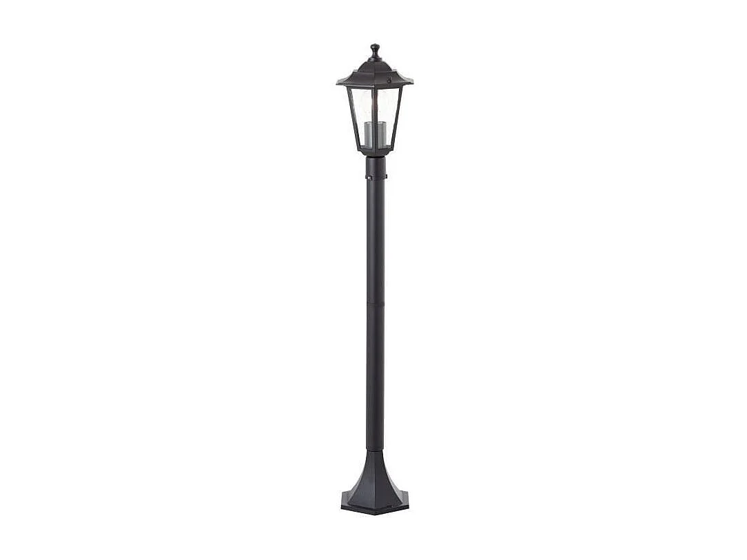 Lampadaire extérieur Carleen noir E27 60W IP44 métal/verre, hauteur 100 cm, ampoule non incluse
