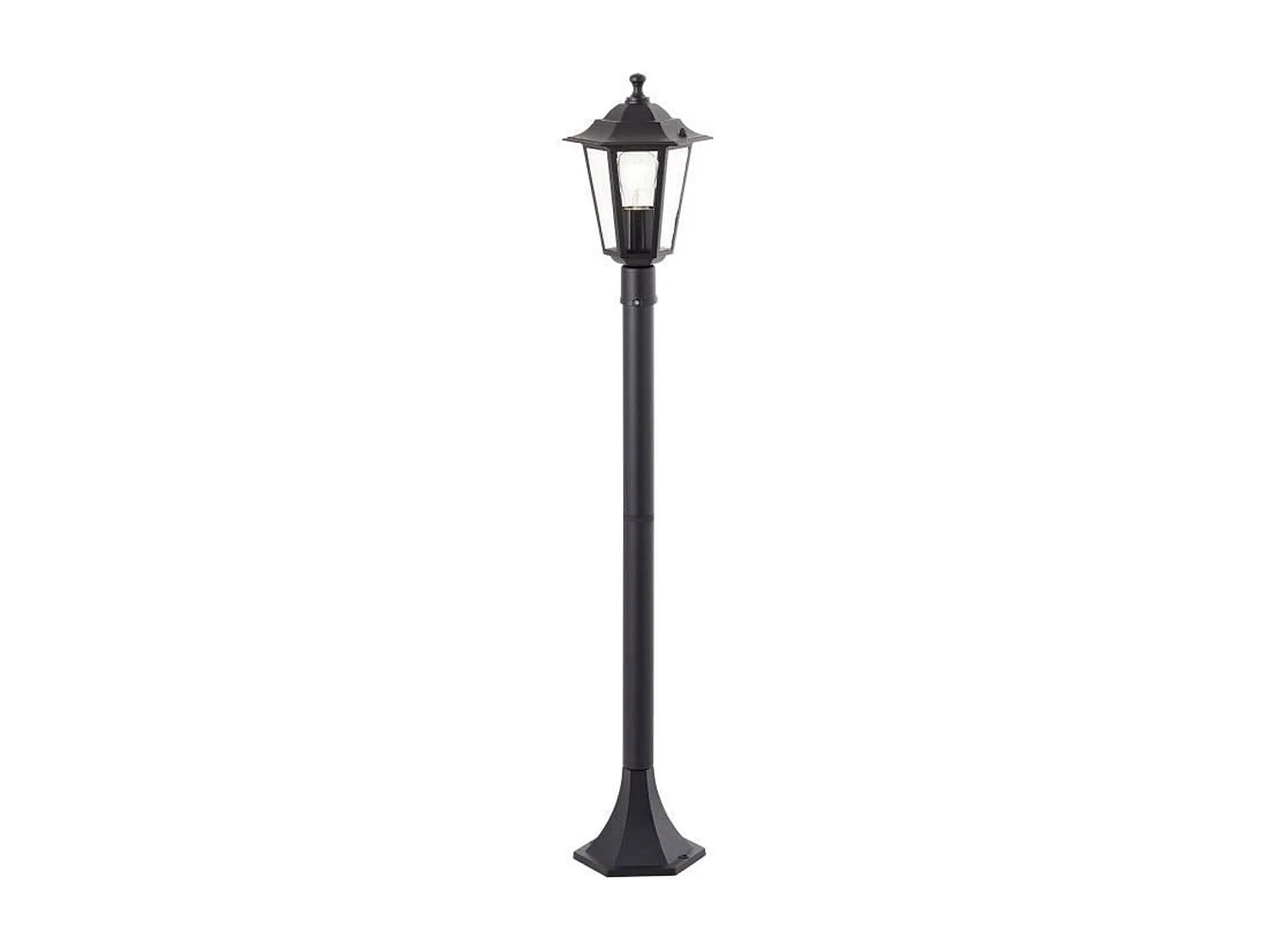 Lampadaire extérieur Carleen noir E27 60W IP44 métal/verre, hauteur 100 cm, ampoule non incluse