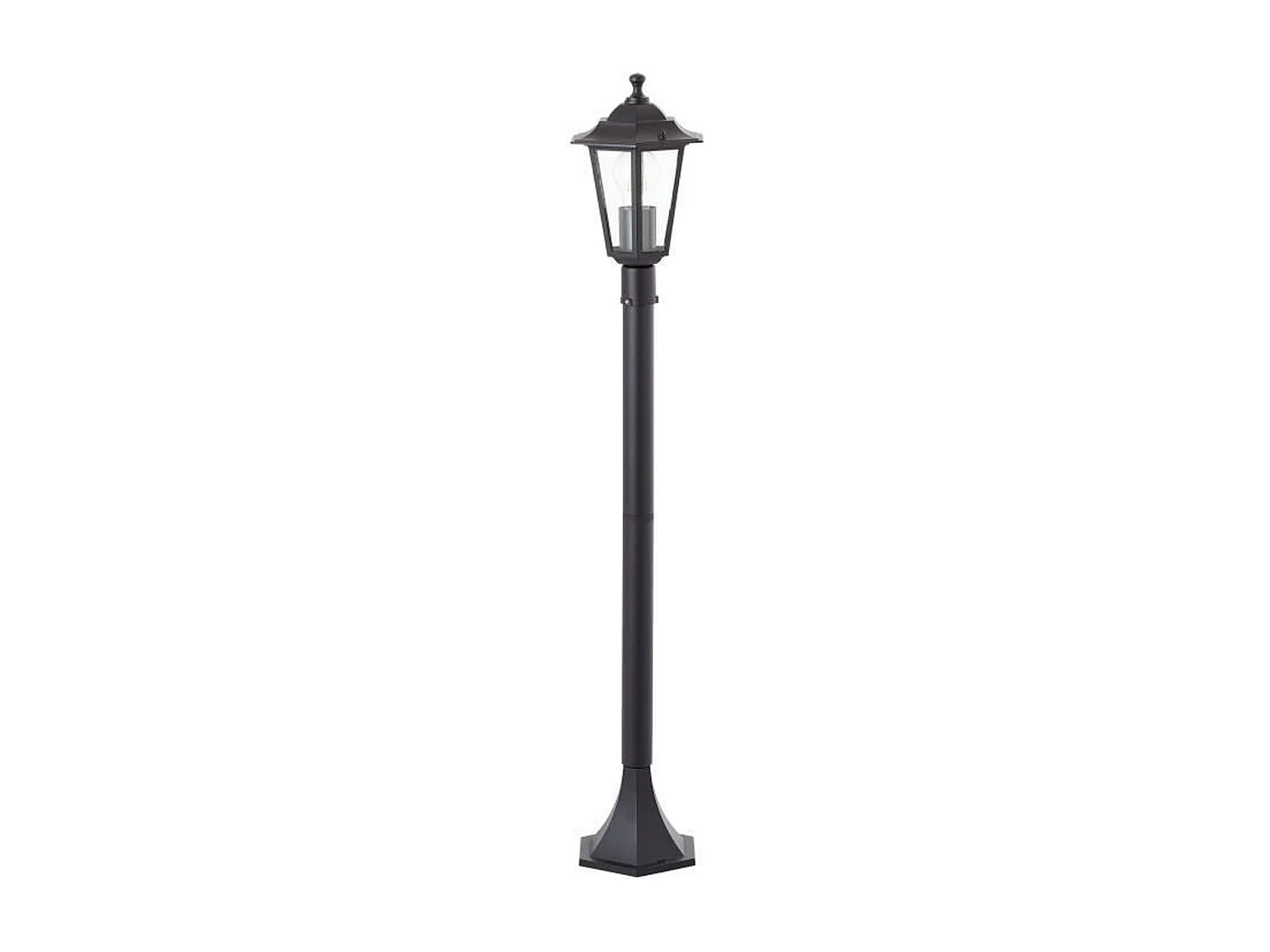 Lampadaire extérieur Carleen noir E27 60W IP44 métal/verre, hauteur 100 cm, ampoule non incluse