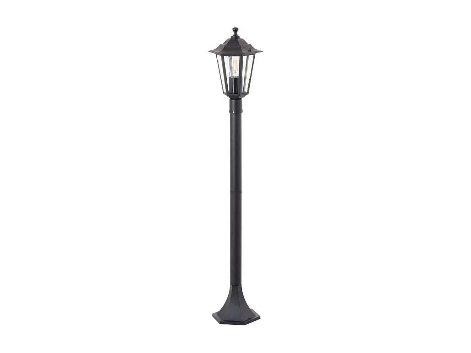 Lampadaire extérieur Carleen noir E27 60W IP44 métal/verre, hauteur 100 cm, ampoule non incluse
