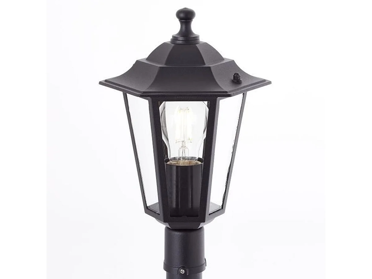 Lampadaire extérieur Carleen noir E27 60W IP44 métal/verre, hauteur 100 cm, ampoule non incluse