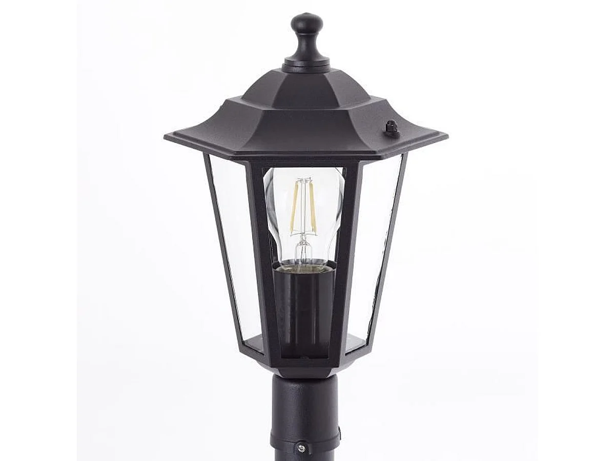 Lampadaire extérieur Carleen noir E27 60W IP44 métal/verre, hauteur 100 cm, ampoule non incluse