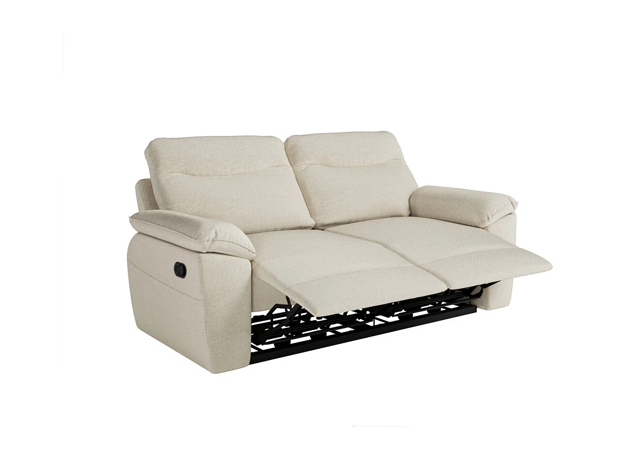 PACK - Canapé de relaxation ROSS manuel 3 places et fauteuil en tissu antitache - Beige