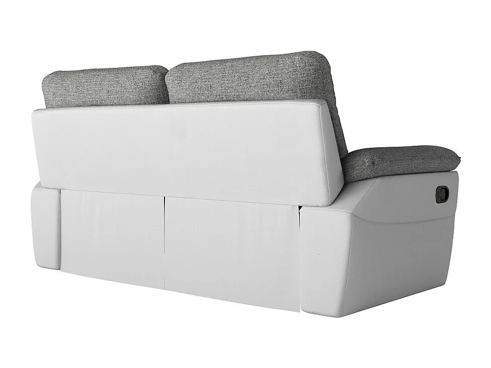 PACK - Canapé de relaxation ROSS manuel 3 places et fauteuil en tissu et simili - Blanc/Gris