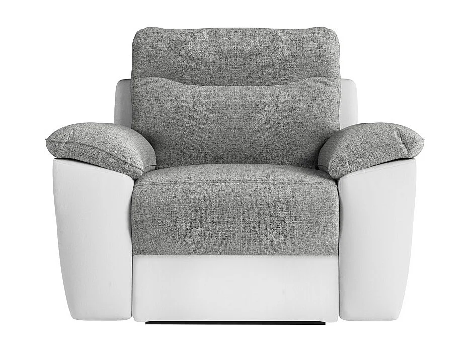 PACK - Canapé de relaxation ROSS manuel 3 places et fauteuil en tissu et simili - Blanc/Gris
