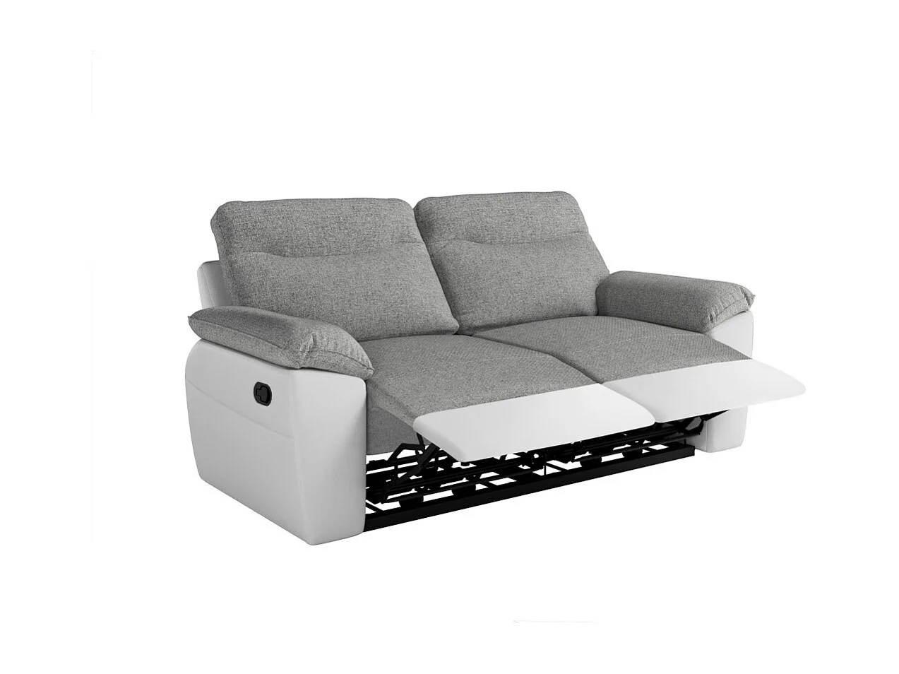 PACK - Canapé de relaxation ROSS manuel 3 places et fauteuil en tissu et simili - Blanc/Gris