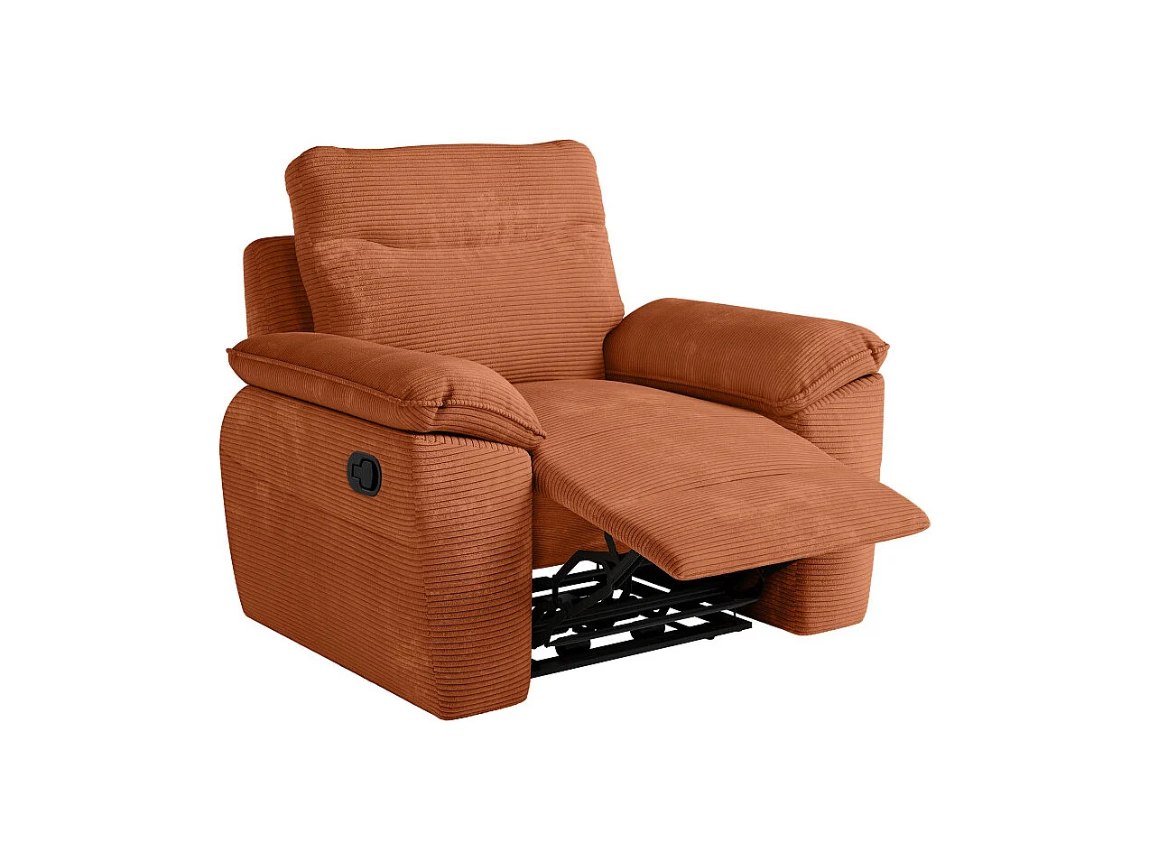 PACK - Canapé de relaxation ROSS manuel 2 places et fauteuil en velours côtelé - Terracotta