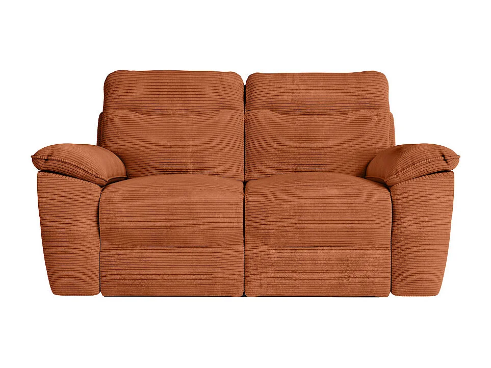 PACK - Canapé de relaxation ROSS manuel 2 places et fauteuil en velours côtelé - Terracotta