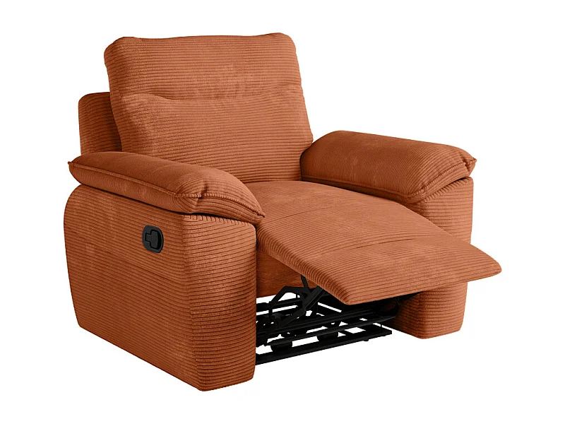 PACK - Canapé de relaxation ROSS manuel 2 places et fauteuil en velours côtelé - Terracotta