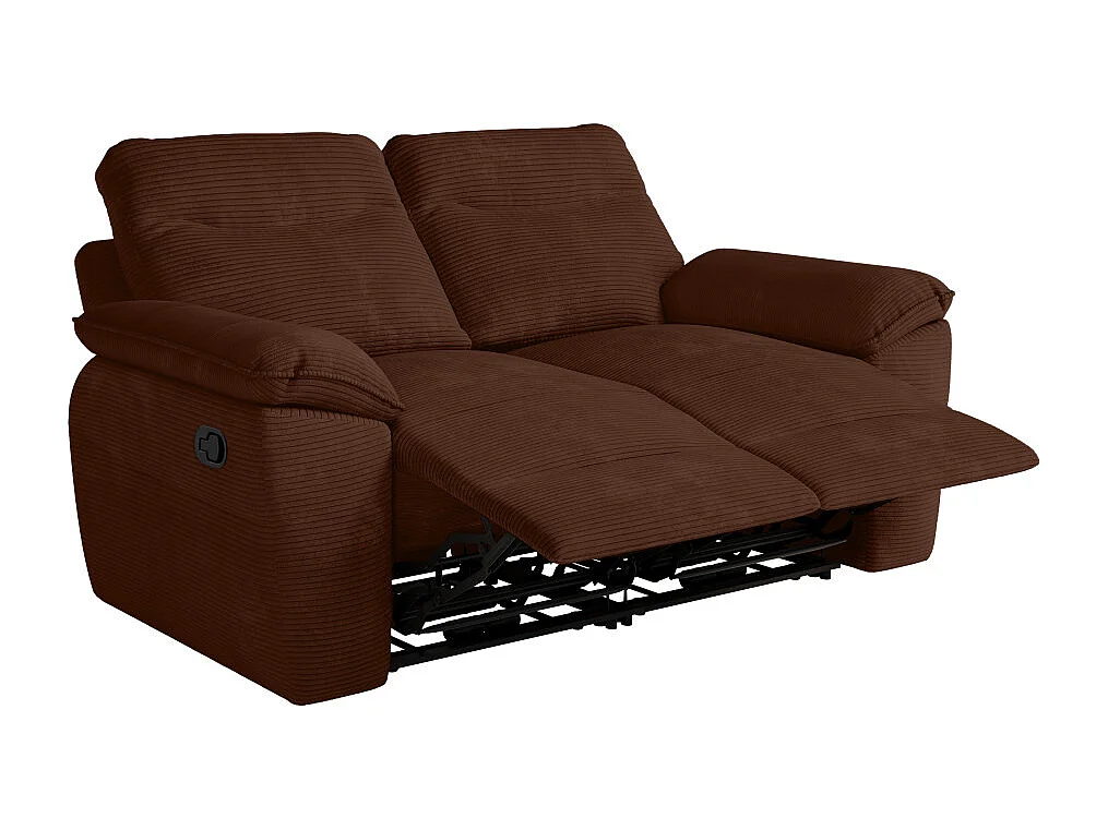 PACK - Canapé de relaxation ROSS manuel 2 places et fauteuil en velours côtelé - Marron