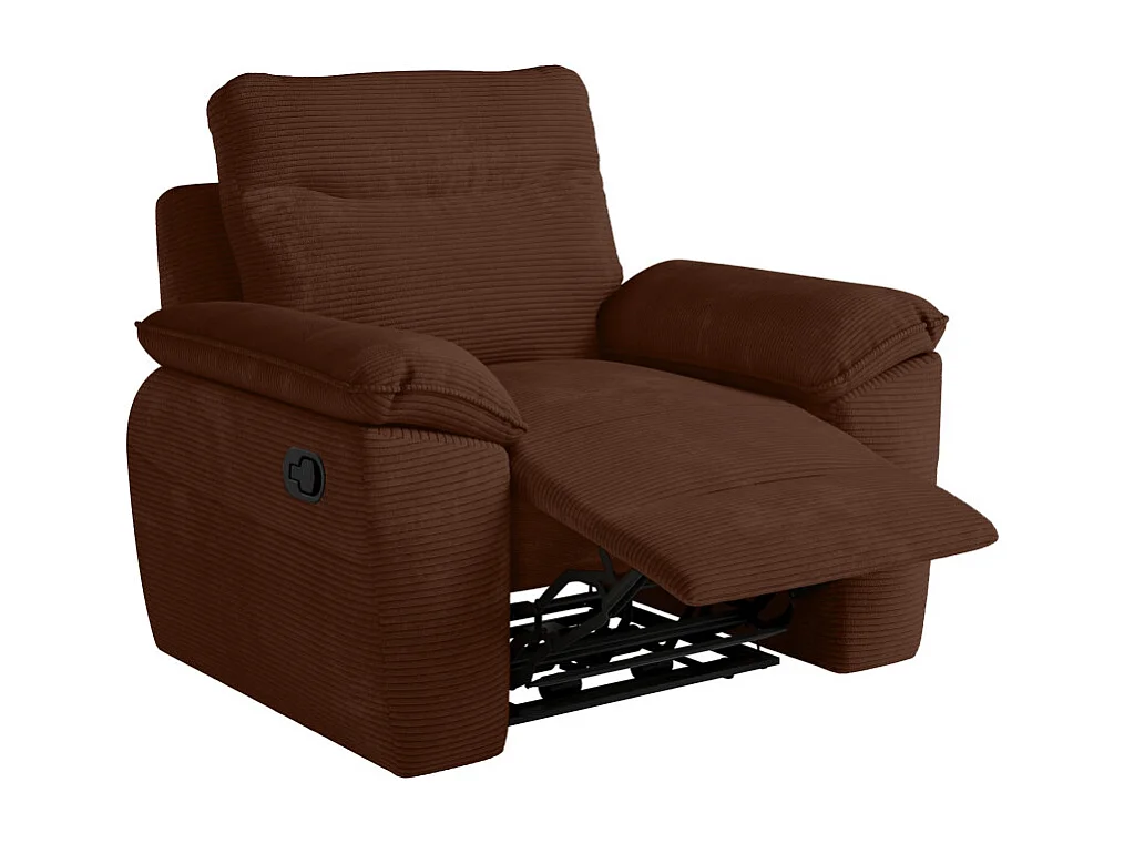 PACK - Canapé de relaxation ROSS manuel 2 places et fauteuil en velours côtelé - Marron