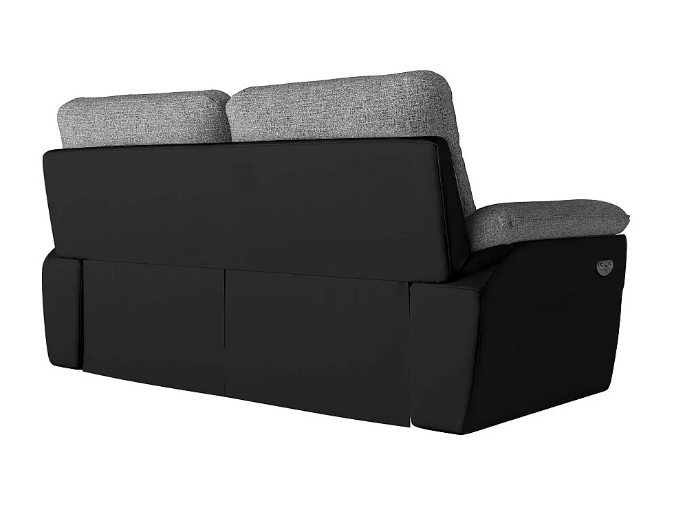 PACK - Canapé de relaxation ROSS électrique 3 places et fauteuil en tissu et simili - Noir/Gris