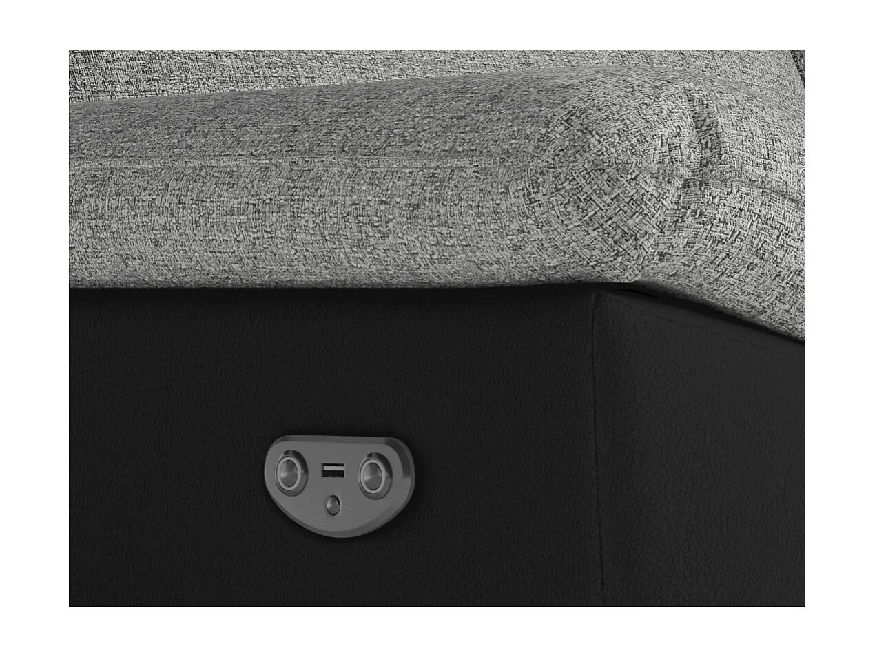 PACK - Canapé de relaxation ROSS électrique 3 places et fauteuil en tissu et simili - Noir/Gris