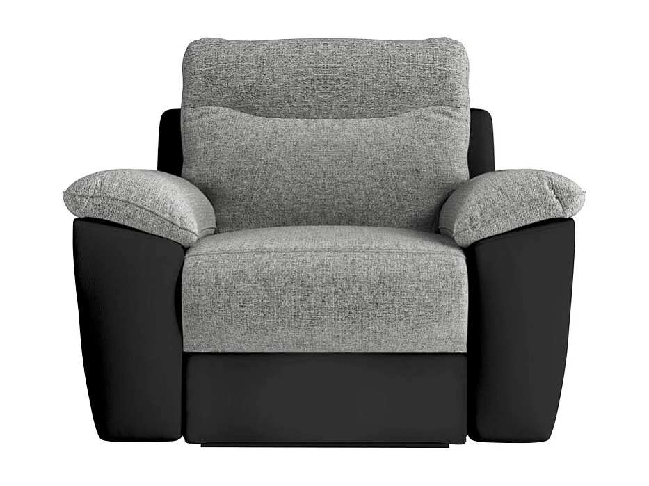 PACK - Canapé de relaxation ROSS électrique 3 places et fauteuil en tissu et simili - Noir/Gris