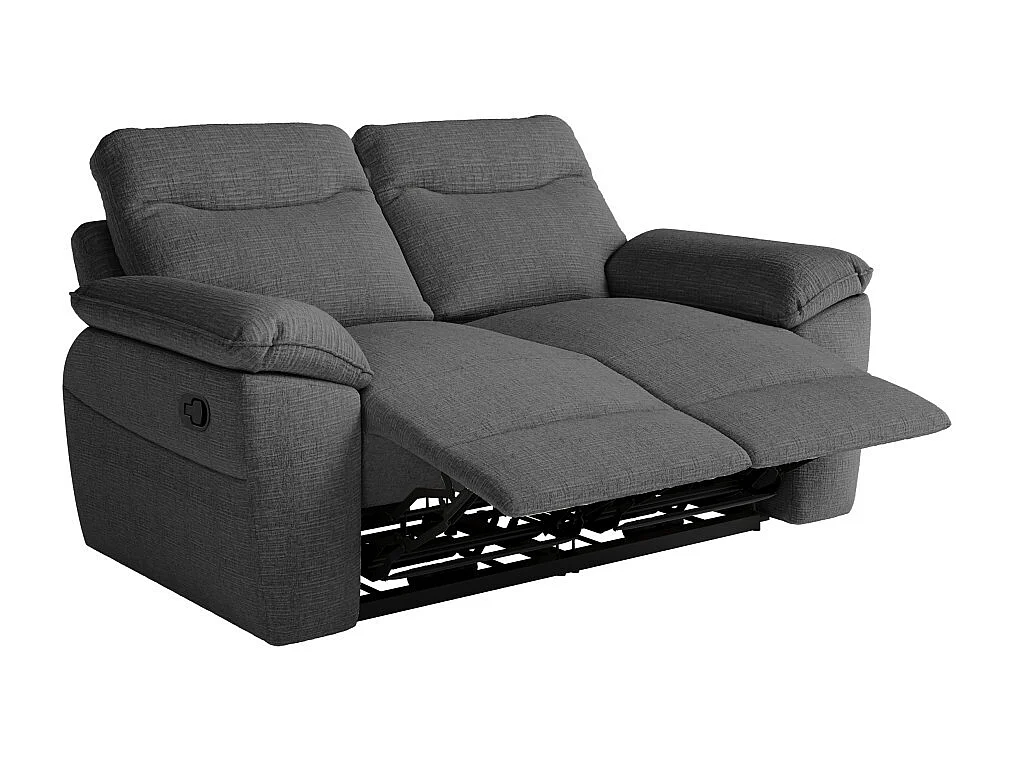 PACK - Canapé de relaxation ROSS manuel 2 places et fauteuil en tissu texturé 3D - Gris anthracite