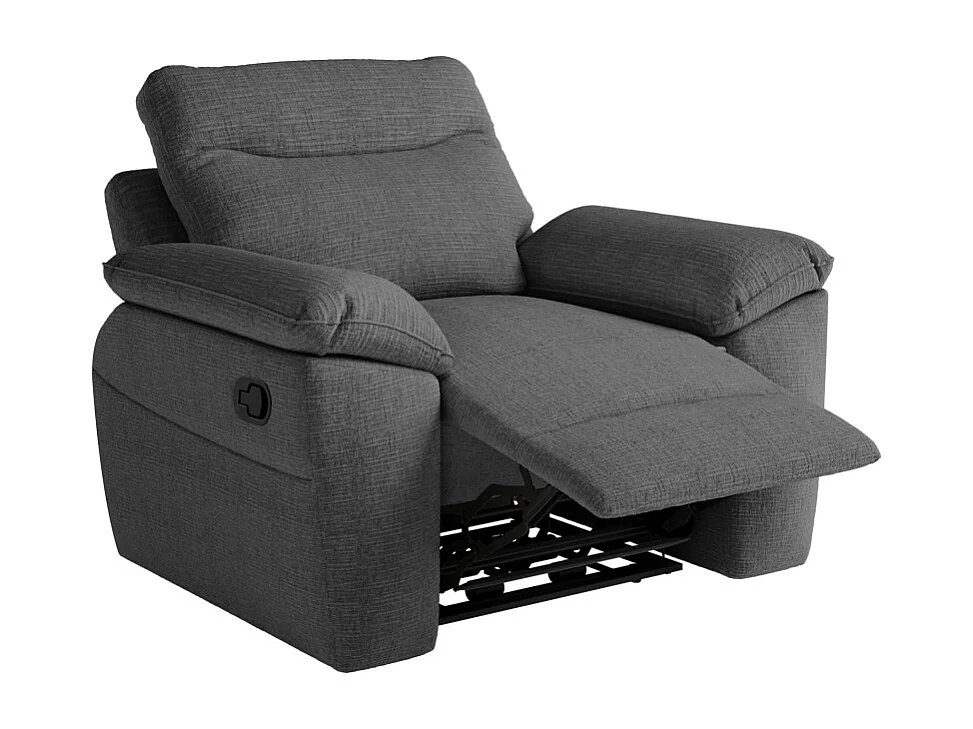PACK - Canapé de relaxation ROSS manuel 2 places et fauteuil en tissu texturé 3D - Gris anthracite