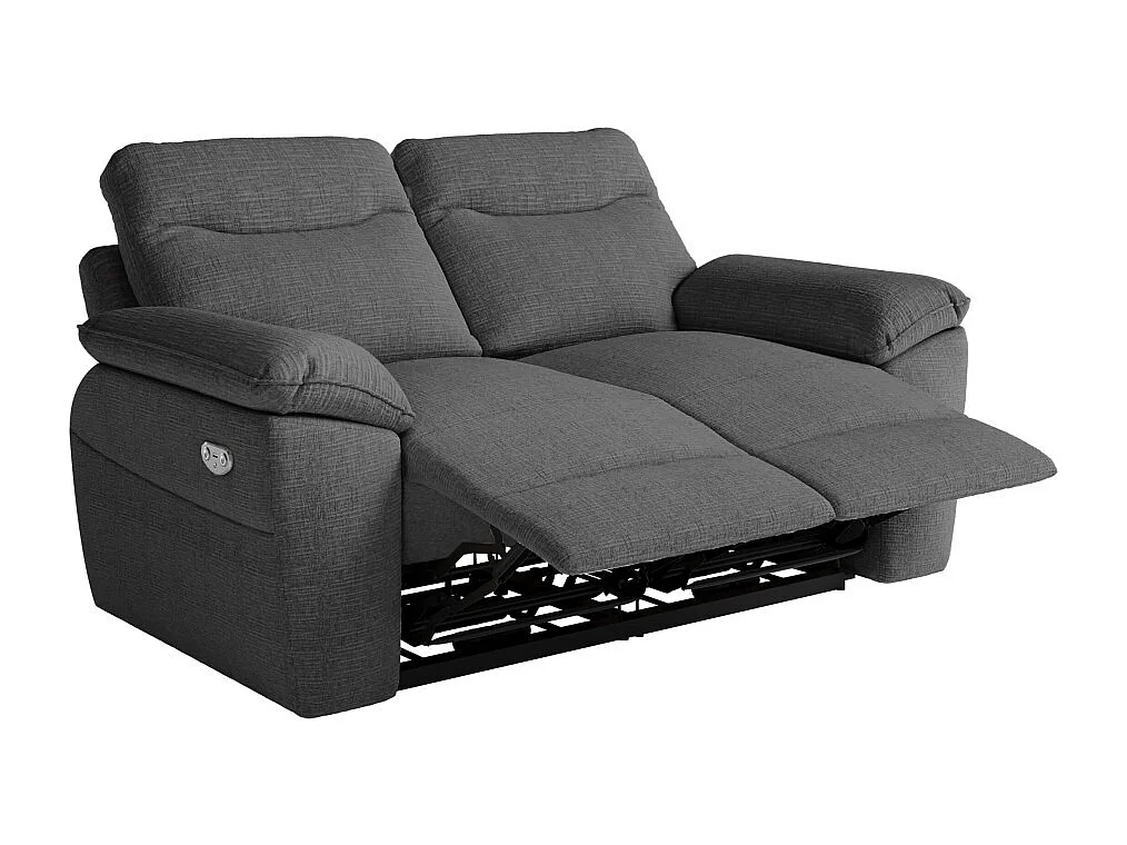 PACK - Canapé de relaxation ROSS électrique 2 places et fauteuil en tissu texturé 3D - Gris anthracite