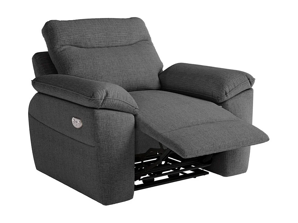 PACK - Canapé de relaxation ROSS électrique 2 places et fauteuil en tissu texturé 3D - Gris anthracite