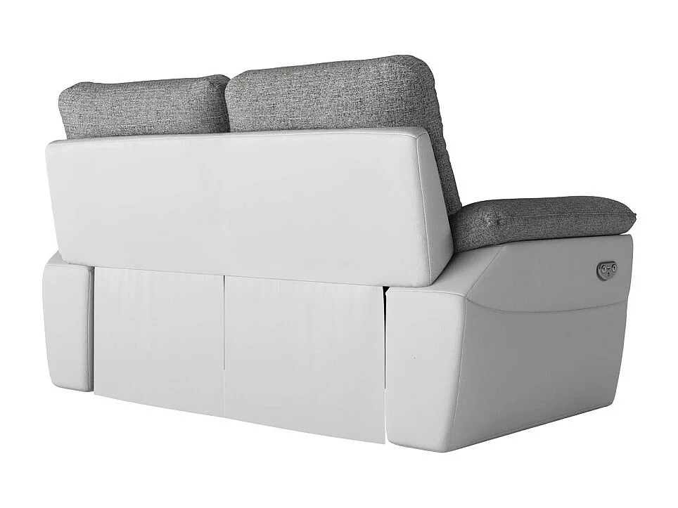 PACK - Canapé de relaxation ROSS électrique 2 places et fauteuil en tissu et simili - Blanc/Gris