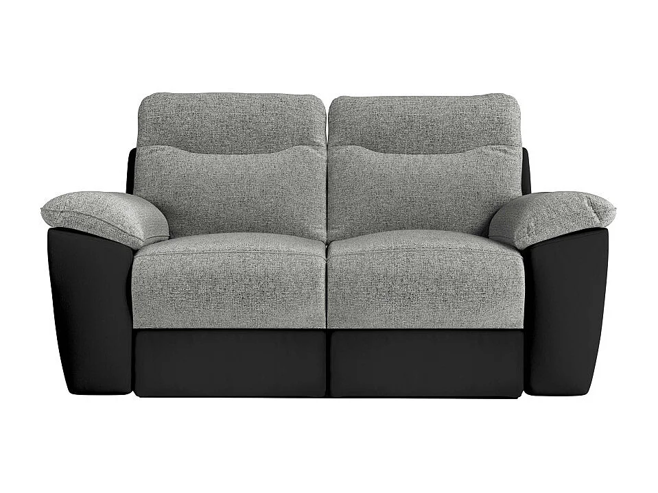 PACK - Canapé de relaxation ROSS électrique 2 places et fauteuil en tissu et simili - Noir/Gris