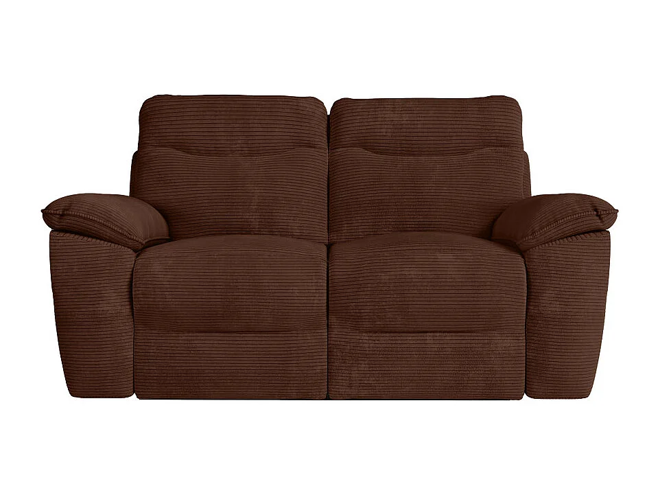 PACK - Canapé de relaxation ROSS électrique 2 places et fauteuil en velours côtelé - Marron