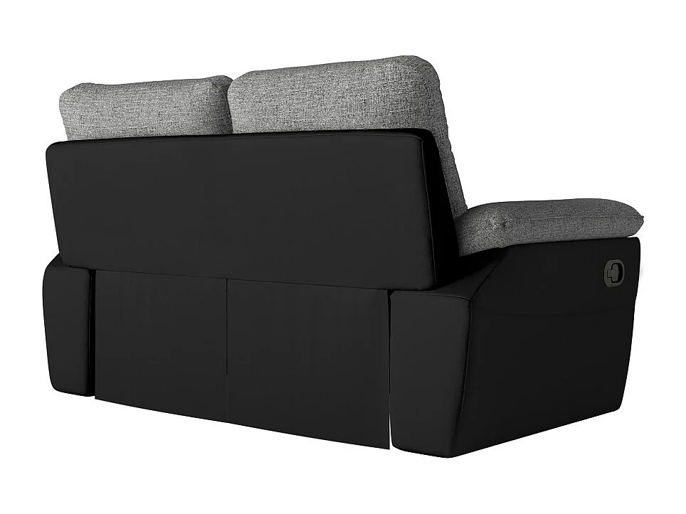 PACK - Canapé de relaxation ROSS manuel 2 places et fauteuil en tissu et simili - Noir/Gris