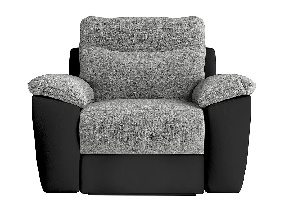 PACK - Canapé de relaxation ROSS manuel 2 places et fauteuil en tissu et simili - Noir/Gris
