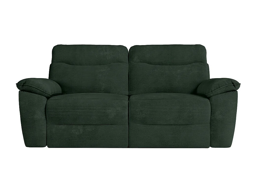 PACK - Canapé de relaxation ROSS manuel 3 places et fauteuil en velours côtelé - Vert foncé