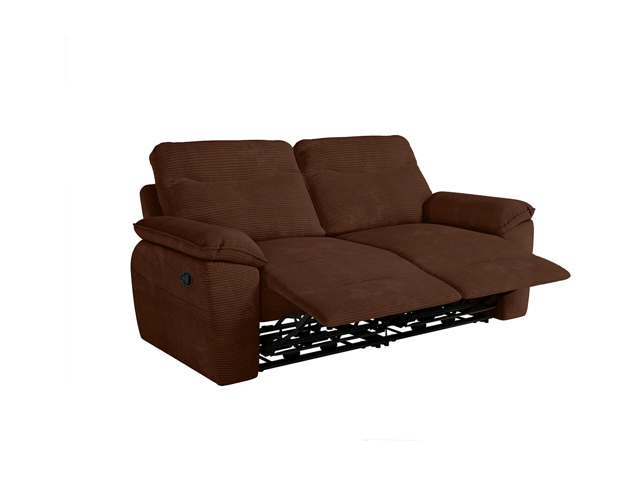 PACK - Canapé de relaxation ROSS manuel 3 places et fauteuil en velours côtelé - Marron