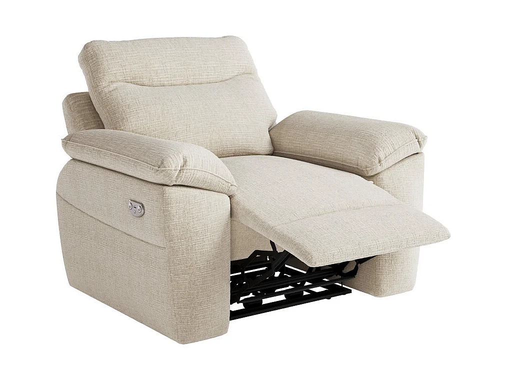 PACK - Canapé de relaxation ROSS électrique 2 places et fauteuil en tissu texturé 3D - Beige
