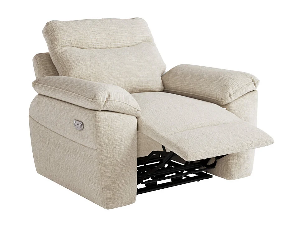 PACK - Canapé de relaxation ROSS électrique 2 places et fauteuil en tissu texturé 3D - Beige