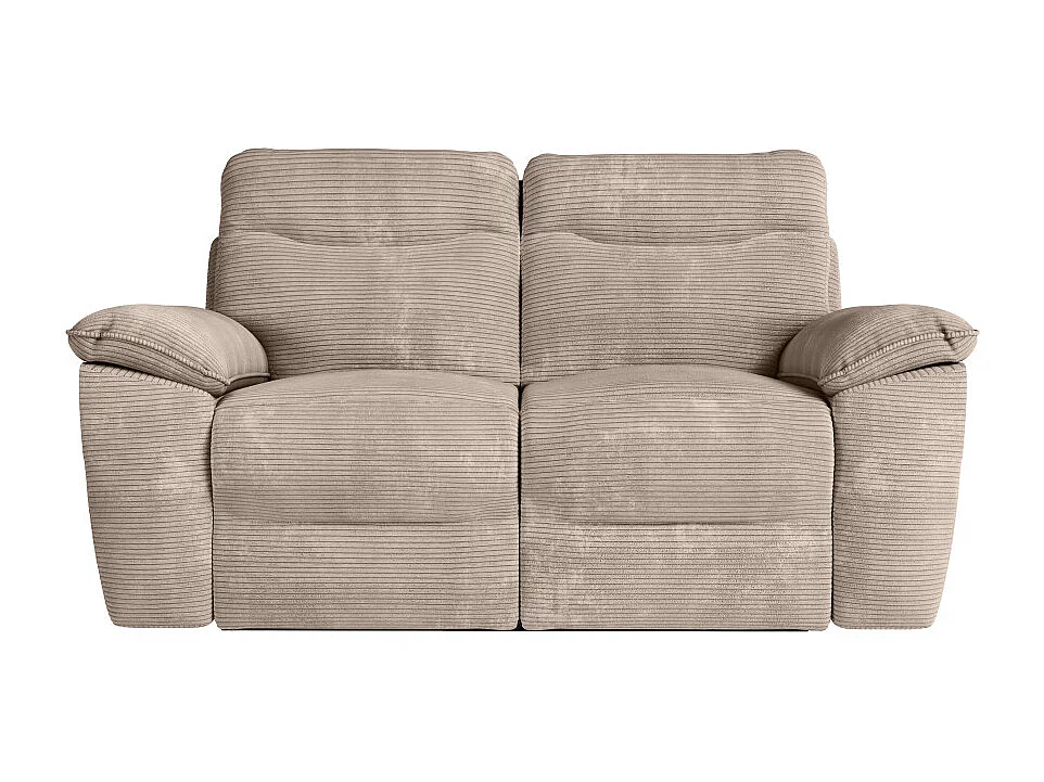 PACK - Canapé de relaxation ROSS manuel 2 places et fauteuil en velours côtelé - Taupe