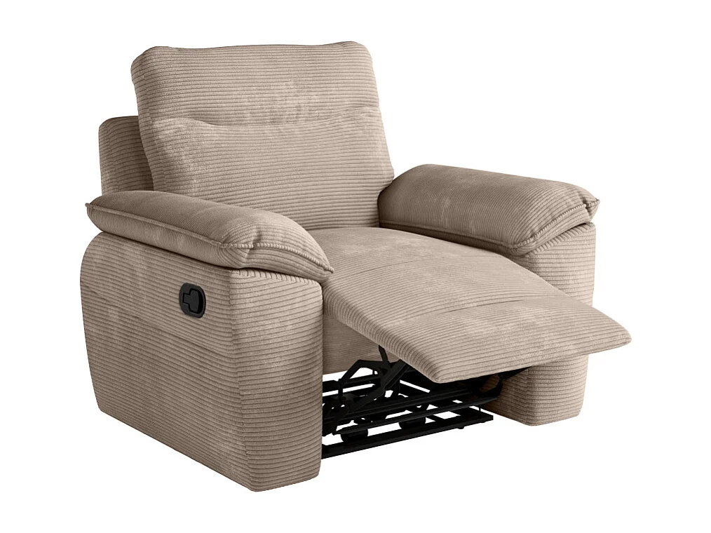 PACK - Canapé de relaxation ROSS manuel 2 places et fauteuil en velours côtelé - Taupe