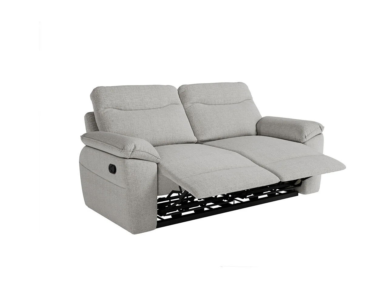 PACK - Canapé de relaxation ROSS manuel 3 places et fauteuil en tissu texturé 3D - Gris clair