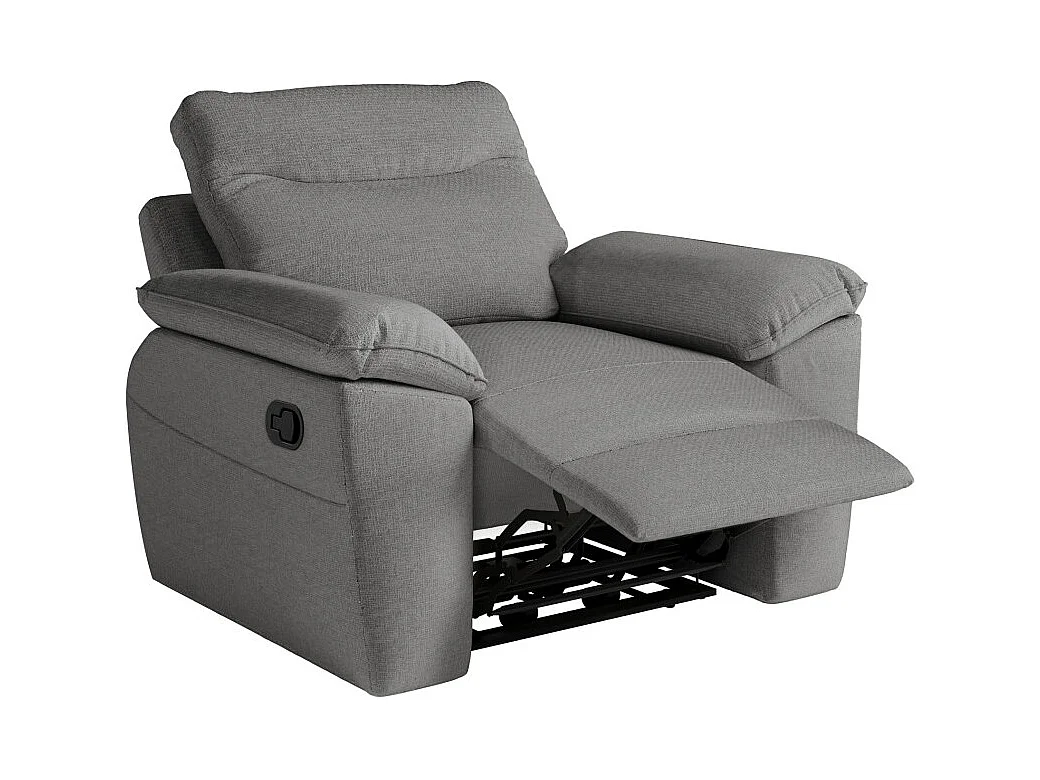 PACK - Canapé de relaxation ROSS manuel 3 places et fauteuil en tissu antitache - Gris