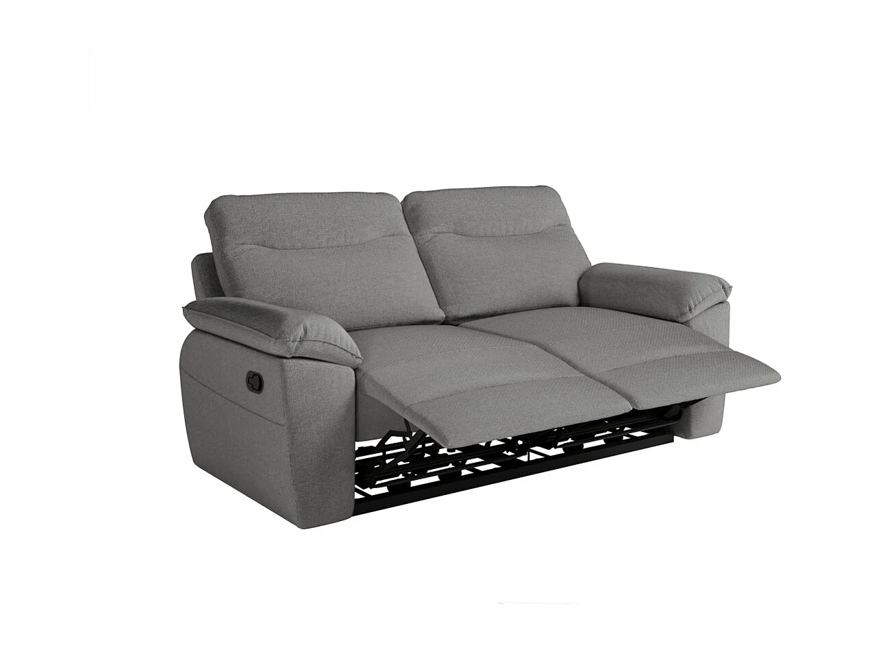 PACK - Canapé de relaxation ROSS manuel 3 places et fauteuil en tissu antitache - Gris