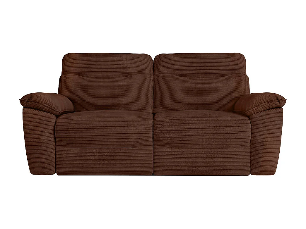 PACK - Canapé de relaxation ROSS électrique 3 places et fauteuil en velours côtelé - Marron