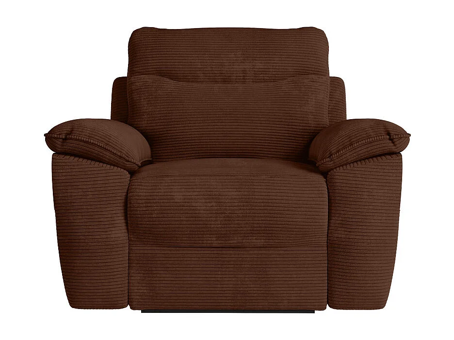 PACK - Canapé de relaxation ROSS électrique 3 places et fauteuil en velours côtelé - Marron