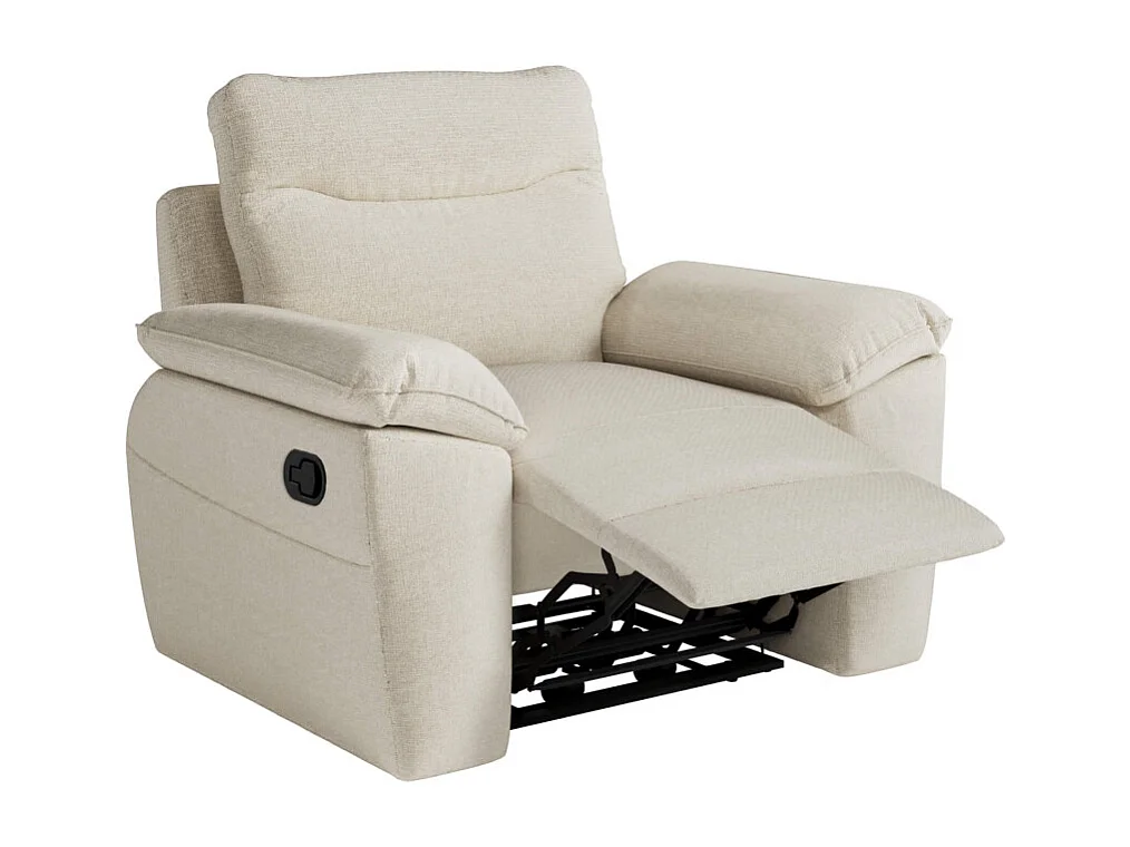 PACK - Canapé de relaxation ROSS manuel 2 places et fauteuil en tissu antitache - Beige