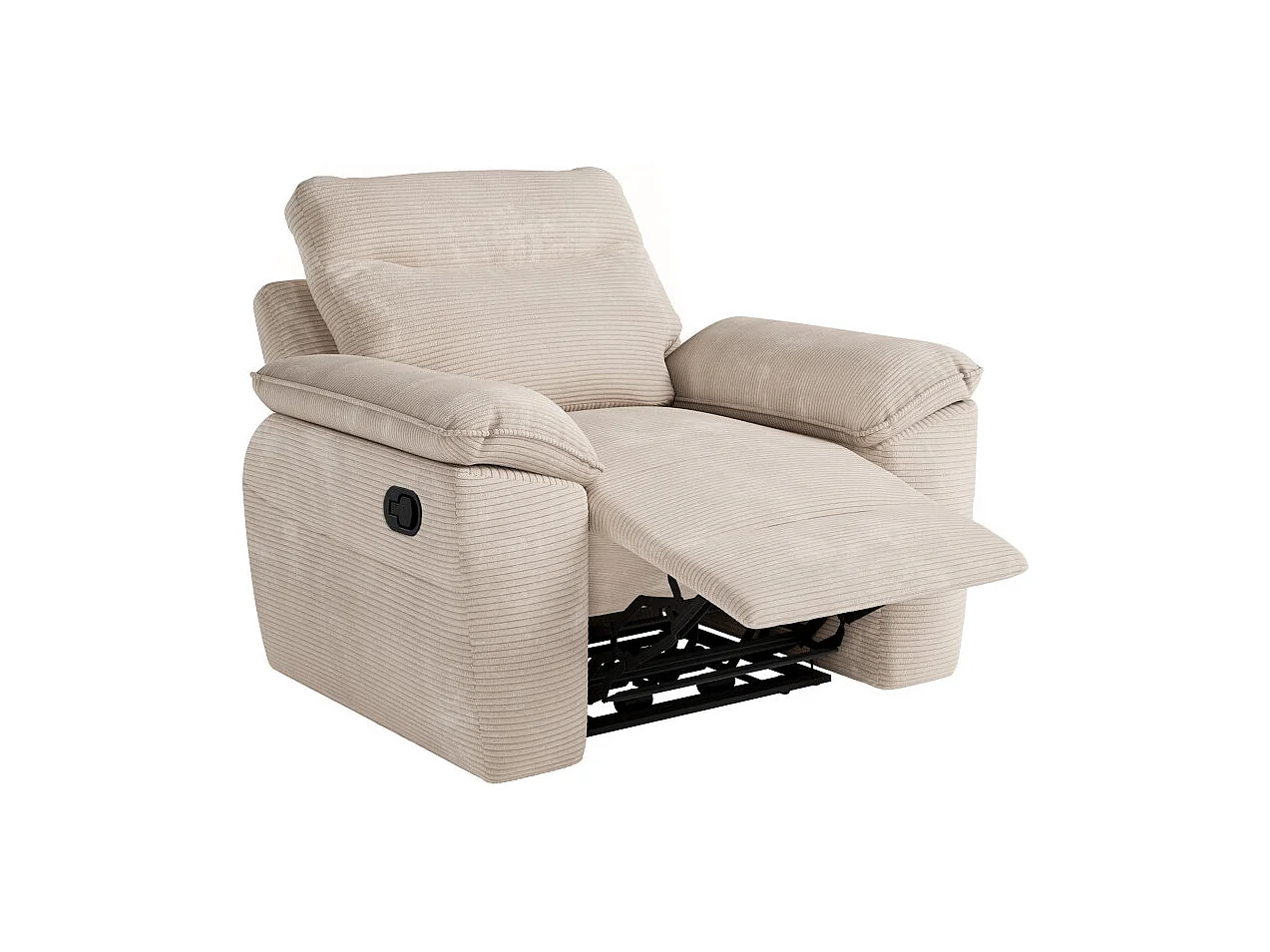 PACK - Canapé de relaxation ROSS manuel 3 places et fauteuil en velours côtelé - Beige