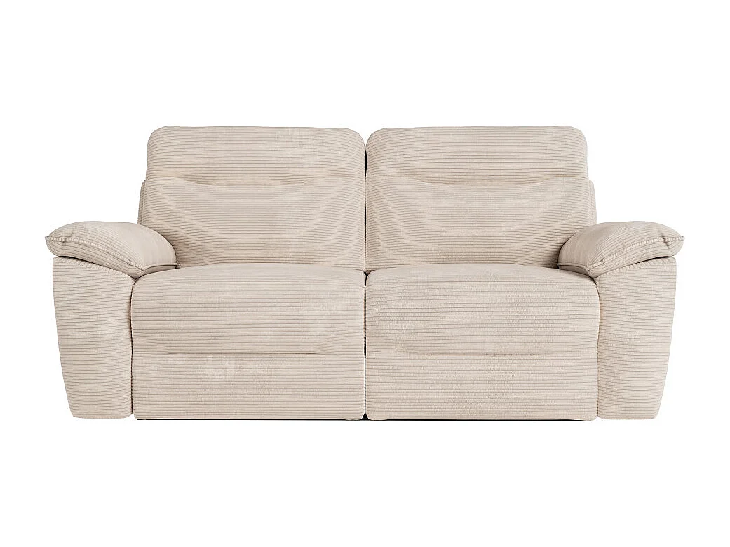 PACK - Canapé de relaxation ROSS manuel 3 places et fauteuil en velours côtelé - Beige