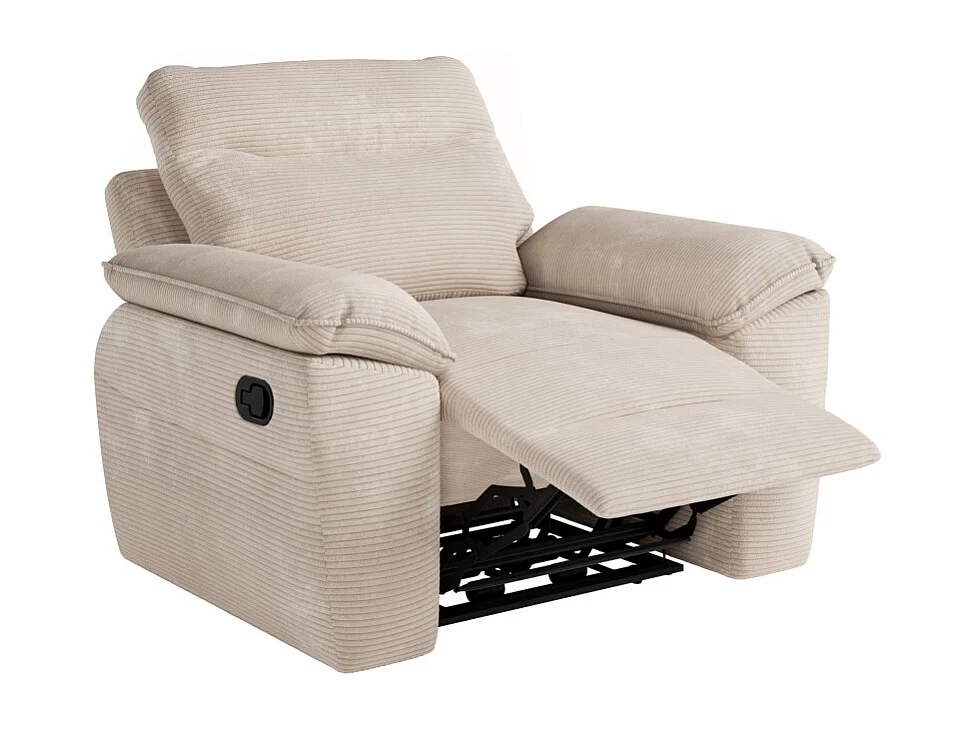 PACK - Canapé de relaxation ROSS manuel 3 places et fauteuil en velours côtelé - Beige