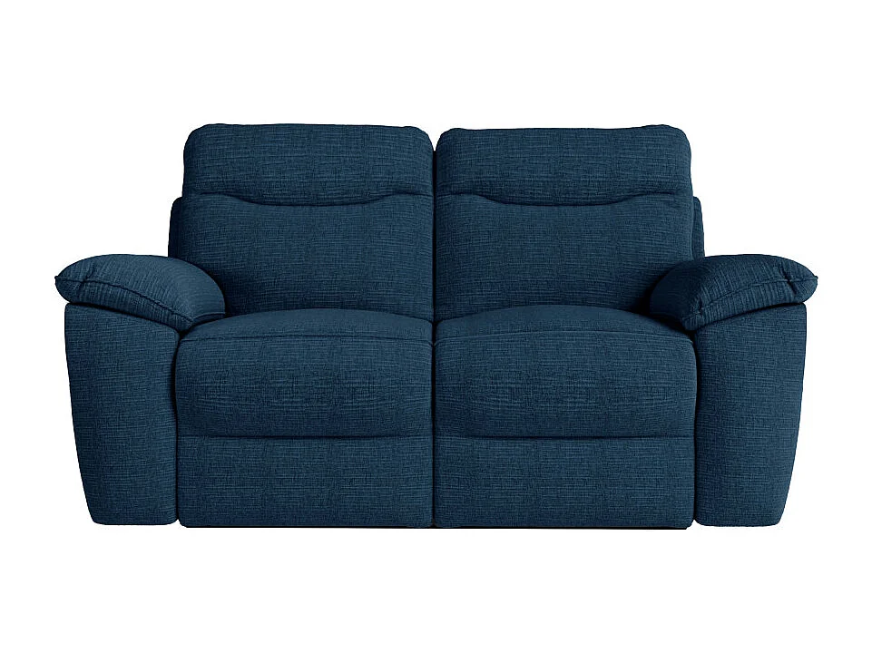 PACK - Canapé de relaxation ROSS électrique 2 places et fauteuil en tissu texturé 3D - Bleu foncé